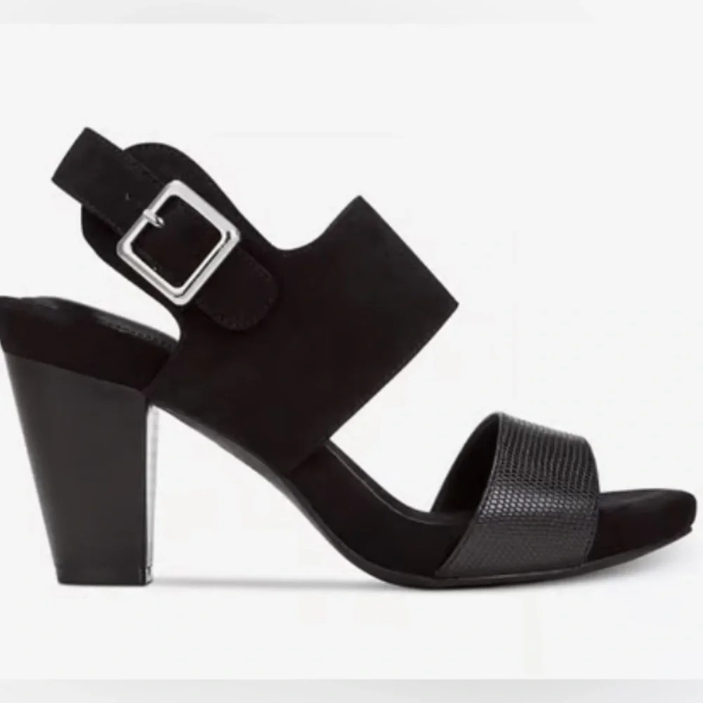 Giani Bernini Aikko Black Platform Chunky Buckle Heel 9M Modern Chic Like New